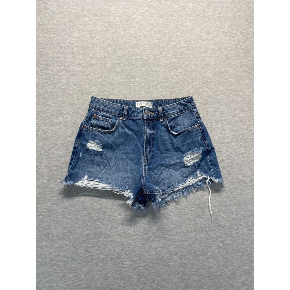Primark Denim Co Cut Off Shorts Women 6 Blue Cotton High Rise Distressed Raw Hem